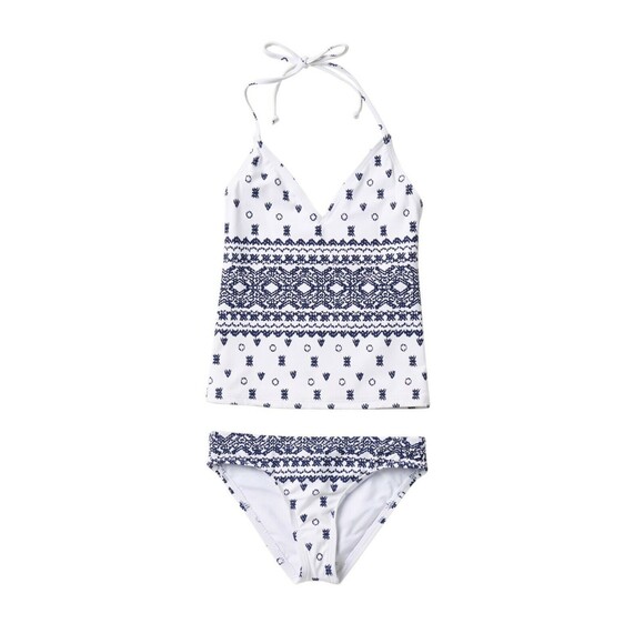 Splendid Other - Splendid Boarder Stripe Halter Tankini Set Girls 8 White